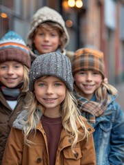 Obraz premium Group of Young Children Standing Next to Each Other