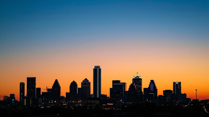 Fototapeta na wymiar A city skyline silhouette against the twilight hues.