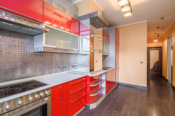 interior kitchen and dining room, refectory area, cooking equipment, table furniture, stove