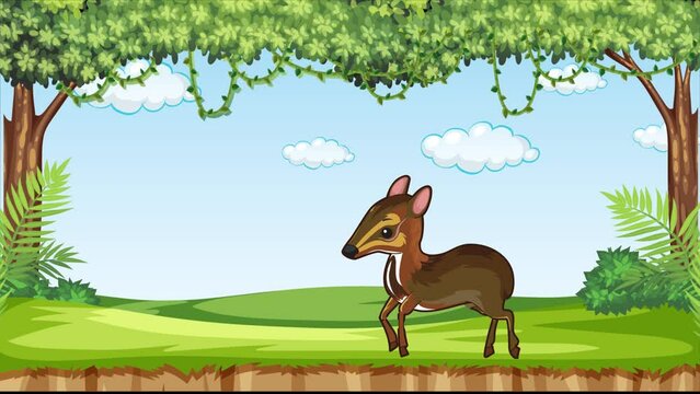 2d animation cartoon catch the poor mouse deer that escaped from the cage illustration