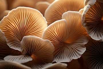 Close-up of mushroom gills seen from below