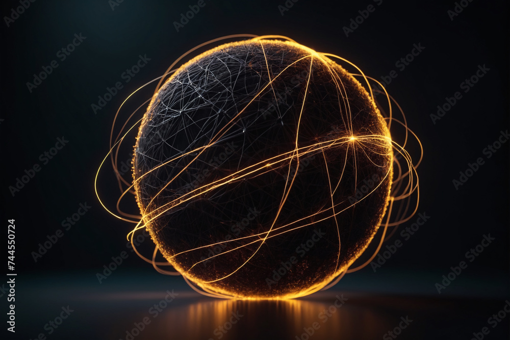 Poster Abstract spherical particles connected with lines, concept for network and conncetion