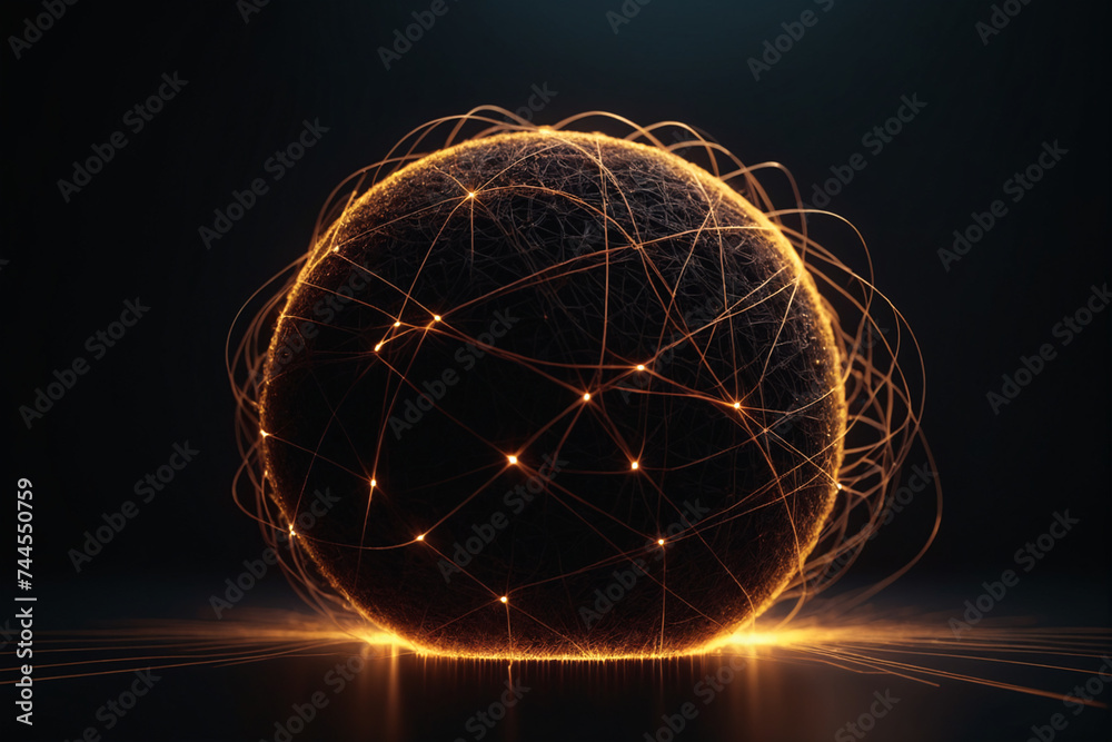 Poster Abstract spherical particles connected with lines, concept for network and conncetion