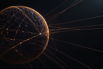 Abstract spherical particles connected with lines, concept for network and conncetion