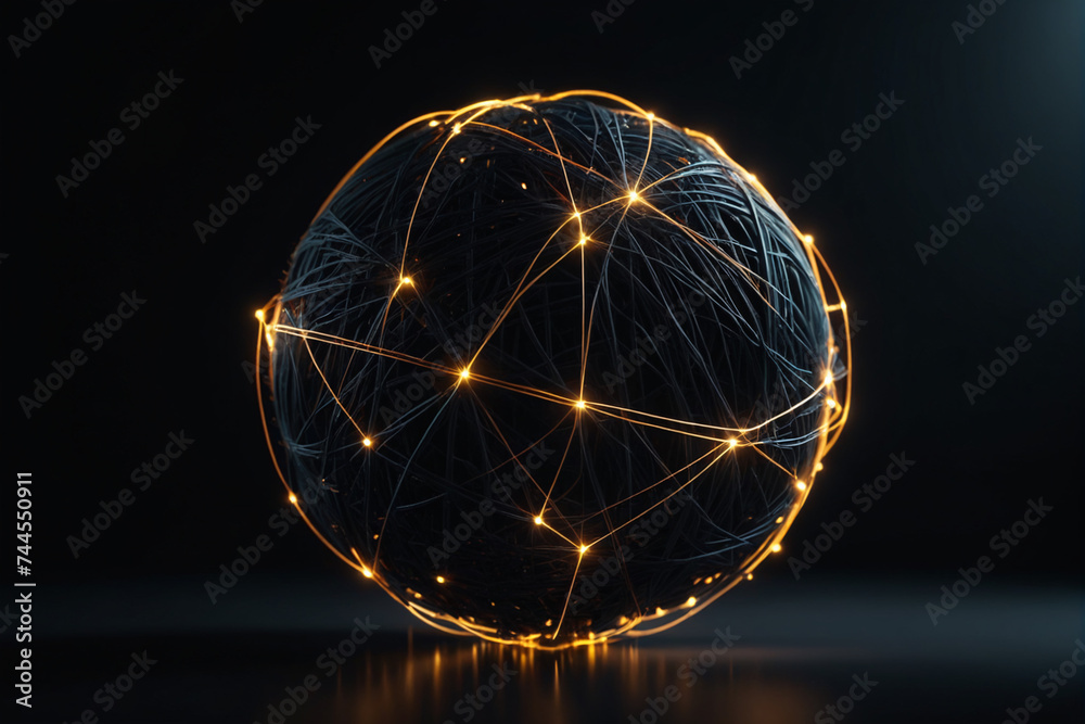 Leinwandbilder abstract spherical particles connected with lines, concept for network and conncetion