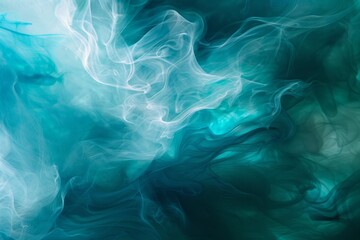 Fototapeta premium Abstract background with swirling patterns in shades of blue and green with a hint of light suggesting movement or energy.