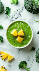 Healthy broccoli pineapple smoothie. Detox and clean diet concept
