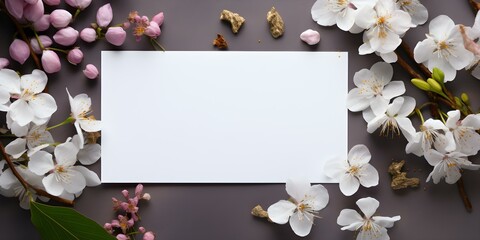 Simple mockup with white blank greeting cards and delicate wild flowers. Concept Greeting cards, Mockup, Floral, Simple Design, White Space