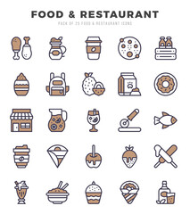 Fototapeta na wymiar Food and Restaurant icon pack for your website. mobile. presentation. and logo design.