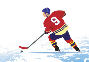 Ice hockey players. Colored Vector illustration for designers