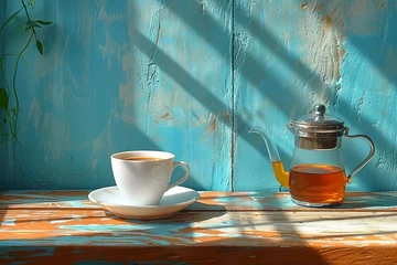 Poster cup of coffee and percolator © TIYASHA