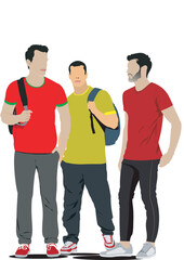 Three Young handsome men. Vector illustration