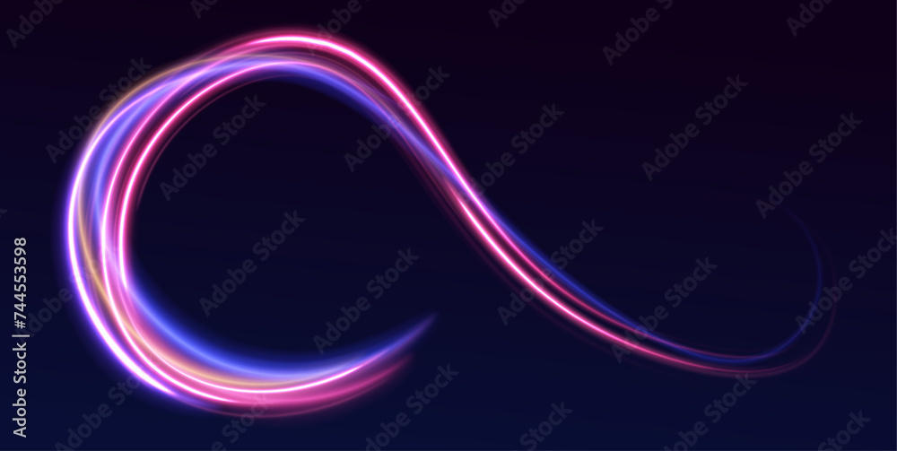 Leinwandbilder neon color glowing lines background, high-speed light trails effect electric light, light effect. li