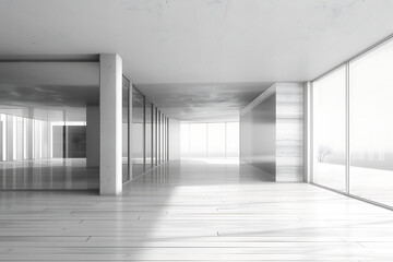 office foyer with glass walls flat roof and wooden fl