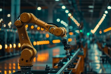 Industrial robot arm in a manufacturing plant