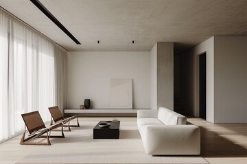 Naklejka na ściany i meble Contemporary Elegance: Minimalist Living Room,Modern Minimalist Home Decor