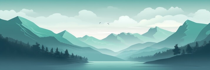 Mountain Landscape Panorama Concept Drawing Background image HD Print 15232x5120 pixels. Neo Game Art V8 35