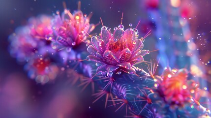 Floral Mirage: In extreme close-up, a cactus flower appears like a surreal mirage in the desert.
