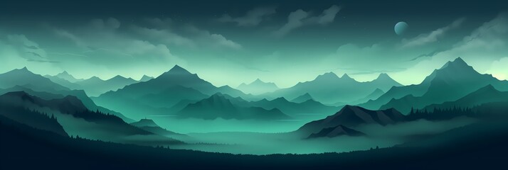 Mountain Landscape Panorama Concept Drawing Background image HD Print 15232x5120 pixels. Neo Game Art V8 14