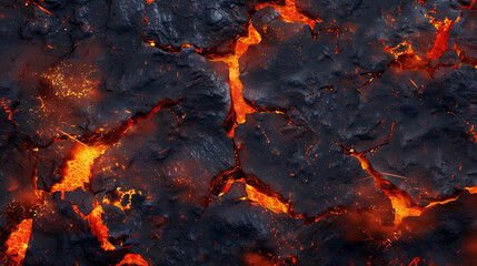A seamless lava texture background, capturing the raw beauty of molten magma, an intense and mesmerizing visual experience. - obrazy, fototapety, plakaty