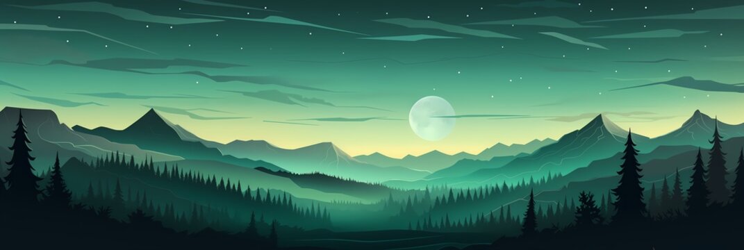 Mountain Landscape Panorama Concept Drawing Background image HD Print 15232x5120 pixels. Neo Game Art V8 4