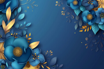 Fototapeta na wymiar blue and yellow background with flowers