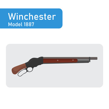 Winchester Model 1887. Lever-action shotgun. Mare's Leg. Flat vector illustration 