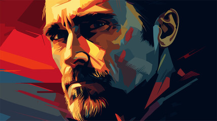Stylistic portrait with a mix of bold brushstrokes and fine details. simple Vector art