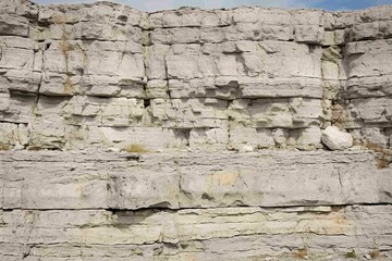 Eroded limestone wall capturing years of natural weathering