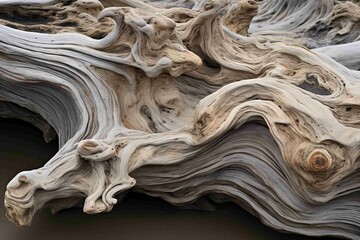 Eroded patterns in a driftwood log