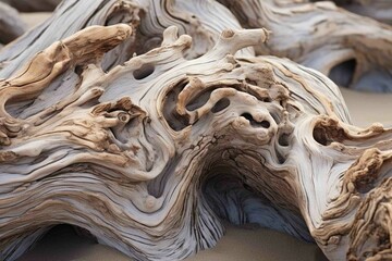 Eroded patterns in a driftwood log
