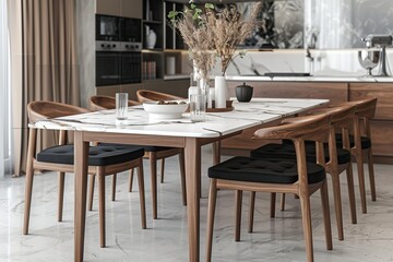 Modern scandinavian interior of dining room