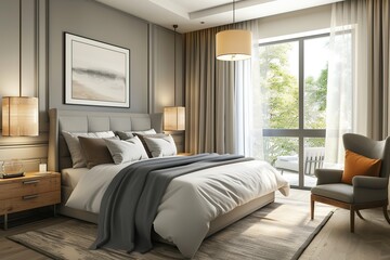 Stylish interior of modern bedroom