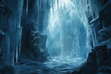 Fotobehang Ice pillars standing in a frozen cavern © Dan