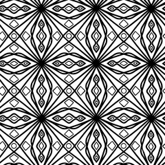 Modern black and white lace seamless pattern. Abstract geometry background for design of coloring book, fabric, scrapbook, simple motif