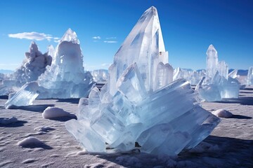 Jagged salt crystal formations in a salt flat