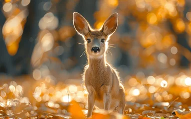 Raamstickers Deer in the Autumns woods © paul