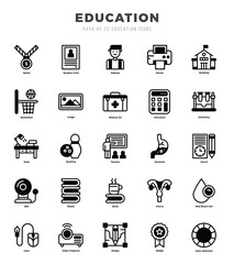 Education Icons Pack Lineal Filled Style. Vector illustration.