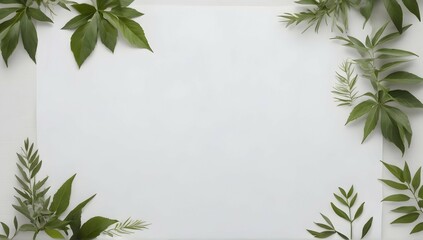 only the header of a white sheet of paper with vegetation on the background - obrazy, fototapety, plakaty