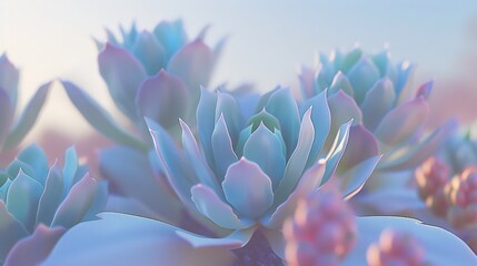 Fototapeta premium Succulent Serenity: Delicate cactus details offer a serene escape from the desert bustle.