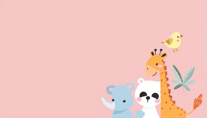 Fototapeta premium Animal cute minimal background banner