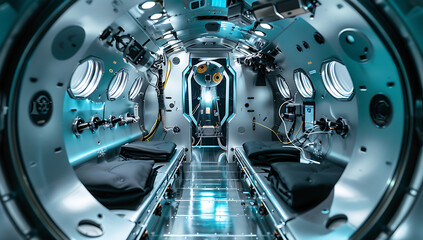 the interior of a spacecraft or spacecraft inside in 