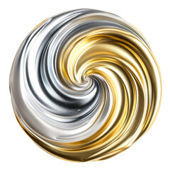 gold and silver color Swirl, isolated no background, transparent