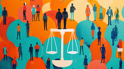 A thought-provoking illustration exploring the concept of care justice, emphasizing the importance of equitable access to care services and opportunities for all members of the com - obrazy, fototapety, plakaty