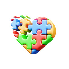 Realistic world autism awareness day 3d illustration or world autism awareness day 3d icon
