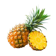 pineapple PNG Tropical fruit of pineapple isolated. Pineapple slices PNG. Pineapple top view flat lay for fruit salads and summer desserts