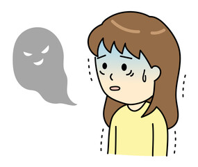 幻視で震える顔色の悪い若い女性