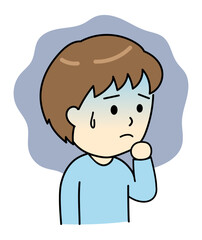 不安で青ざめた顔の若い男性