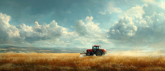Traktor bei der Feldbehandlung