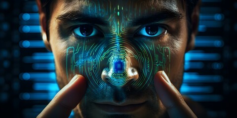 Cuttingedge biometric encryption technology safeguarding data with fingerprint authentication capabilities. Concept Biometric Encryption, Fingerprint Authentication, Data Security